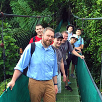 Students on a bridge in Costa Rica