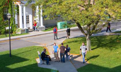 the Old Quad with students
