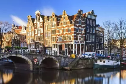 a quaint street on a bridge in Hertogenbosch, Netherlands